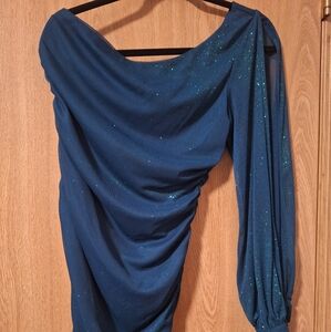 Elegant Blue Off-Shoulder Dress